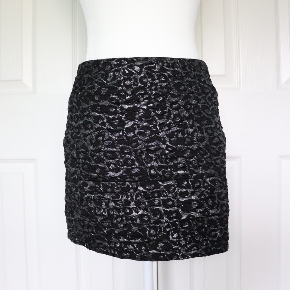 🎄black cheetah print mini skirt